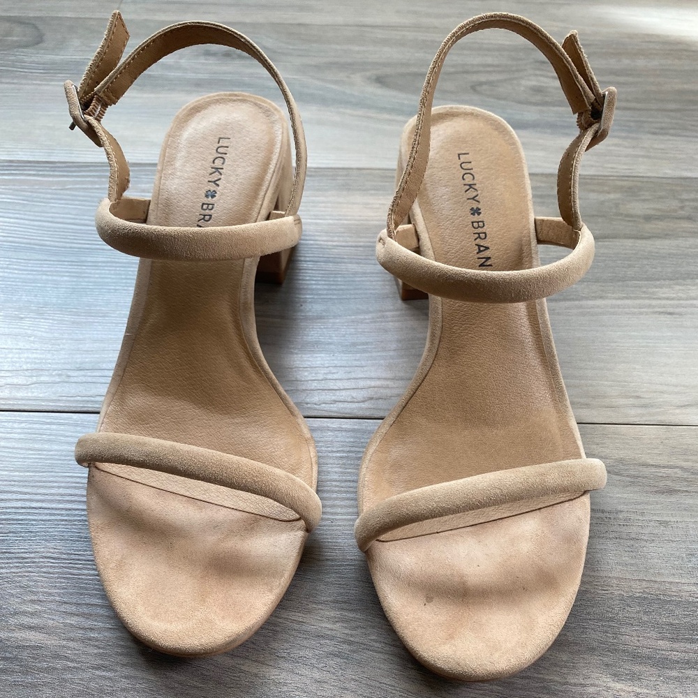 Suede Wedge Sandal 7.5 Tan